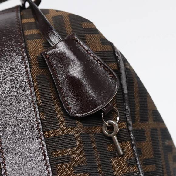 FENDI Zucca Canvas Vanity Pouch Brown Black Silver Auth 87877 - Picture 10 of 16